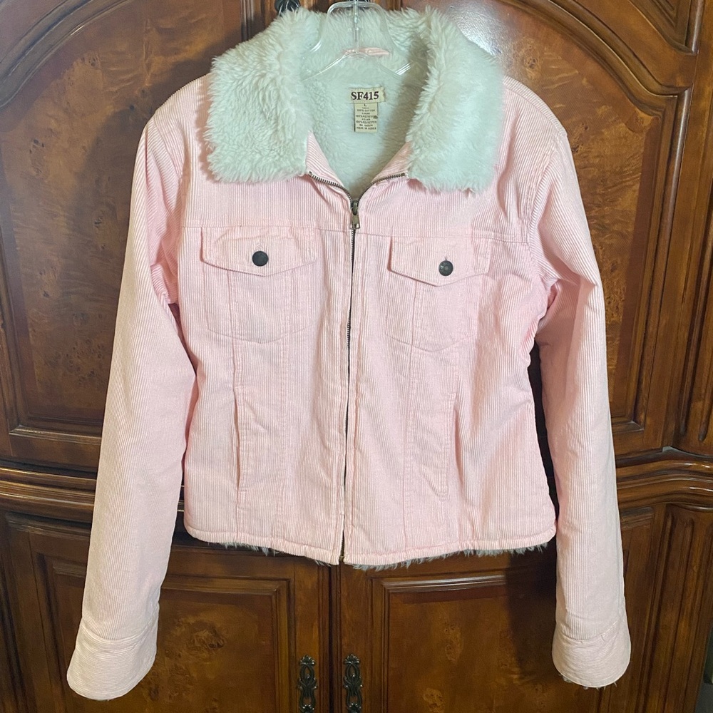 Pink Fur-Collar Women's Jacket